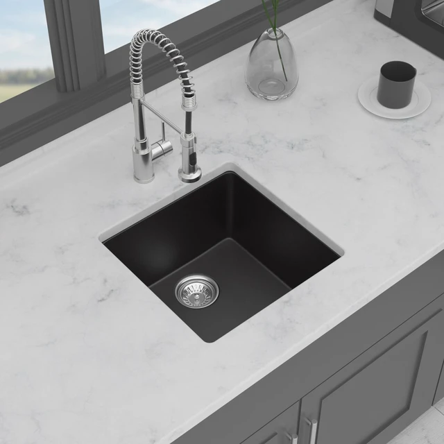 Alt view image 3 of 7 - Quartz Bar Sink Inchx 9 Inch Composite Undermount Bar Sink, Black, Kitchen