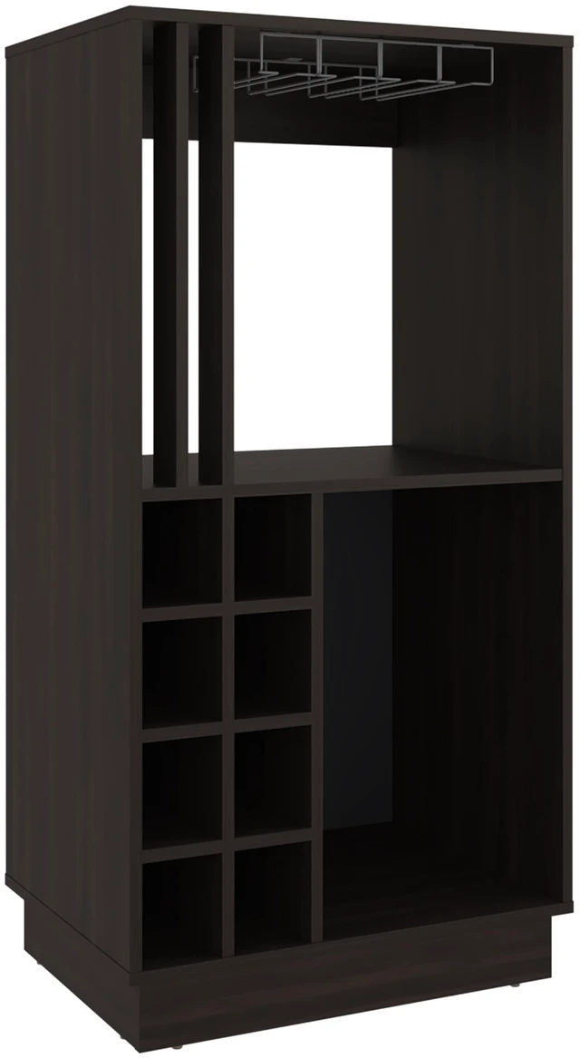 Alt view image 6 of 7 - Bar Cabinet with Wine Bottle Storage, Glass Holder Shelves and Cabinet Doors, Dark Oak, Particle Board, Wine Racks