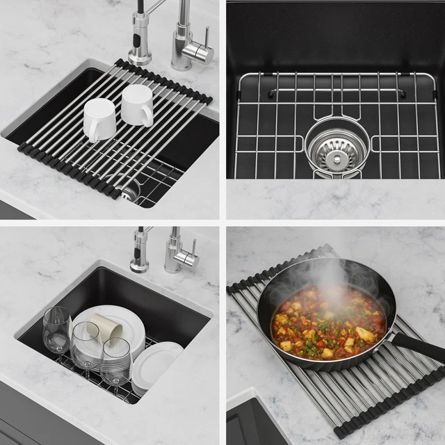 Alt view image 7 of 7 - Quartz Bar Sink Inchx 9 Inch Composite Undermount Bar Sink, Black, Kitchen