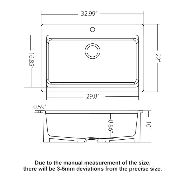 Alt view image 4 of 7 - Fireclay Drop in Kitchen Sink Inchx 10 Inch Rectangular Single Bowl Basin with Built in Accessories for Kitchen