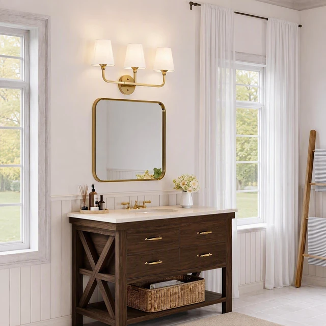 Alt view image 3 of 7 - Three Lighting Fixtures, Fabric Covered Craftsmanship Dressing Table Lamp Suitable for Kitchens Dining Bedrooms