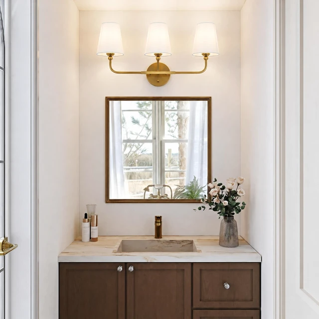 Alt view image 4 of 7 - Three Lighting Fixtures, Fabric Covered Craftsmanship Dressing Table Lamp Suitable for Kitchens Dining Bedrooms