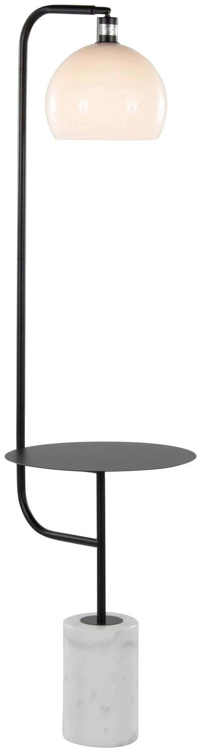 Main image of Metal Floor Lamp in Black Metal and with White Glass Shade, Lighting