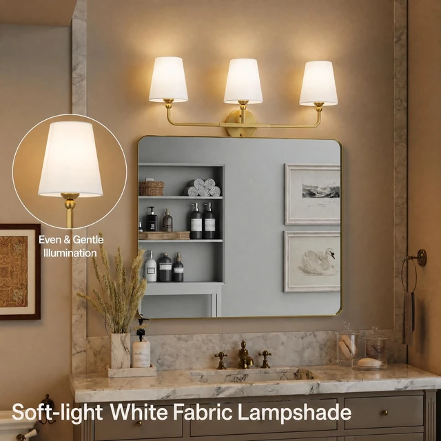 Alt view image 7 of 7 - Three Lighting Fixtures, Fabric Covered Craftsmanship Dressing Table Lamp Suitable for Kitchens Dining Bedrooms