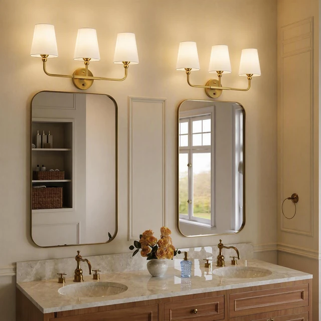 Alt view image 5 of 7 - Three Lighting Fixtures, Fabric Covered Craftsmanship Dressing Table Lamp Suitable for Kitchens Dining Bedrooms