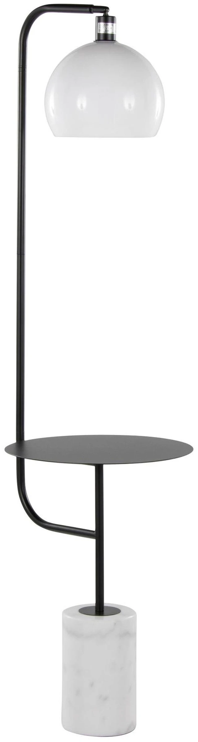 Alt view image 3 of 7 - Metal Floor Lamp in Black Metal and with White Glass Shade, Lighting