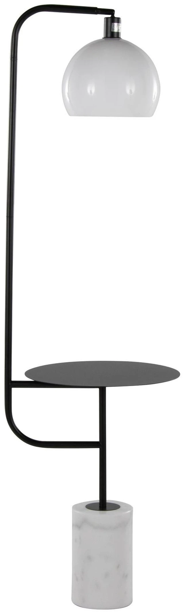 Alt view image 4 of 7 - Metal Floor Lamp in Black Metal and with White Glass Shade, Lighting