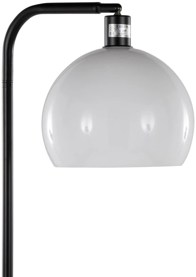 Alt view image 7 of 7 - Metal Floor Lamp in Black Metal and with White Glass Shade, Lighting