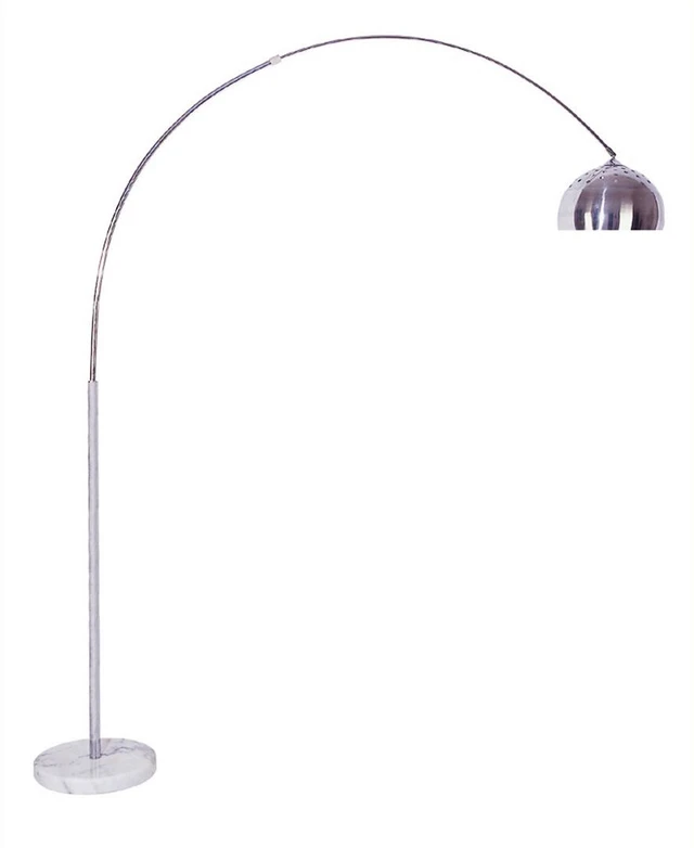Main image of 85 Inch Tall Metal Floor Lamp with Marble Base, Arch Design, White, Lighting Lamps