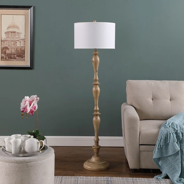 Alt view image 3 of 5 - 61.5 Inch in Coastal Effect Polyresin Floor Lamp, Cream, Lighting Lamps