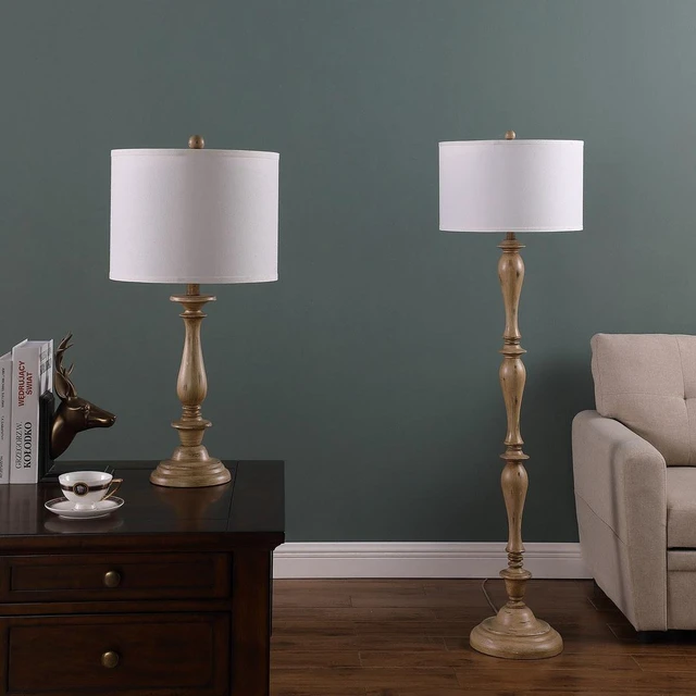 Alt view image 4 of 5 - 61.5 Inch in Coastal Effect Polyresin Floor Lamp, Cream, Lighting Lamps
