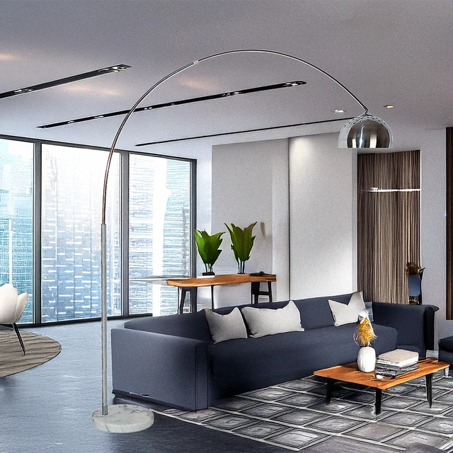 Alt view image 5 of 5 - 81 Inch Steel Arch Floor Lamp, Brushed Nickel, Metal, Lighting Lamps