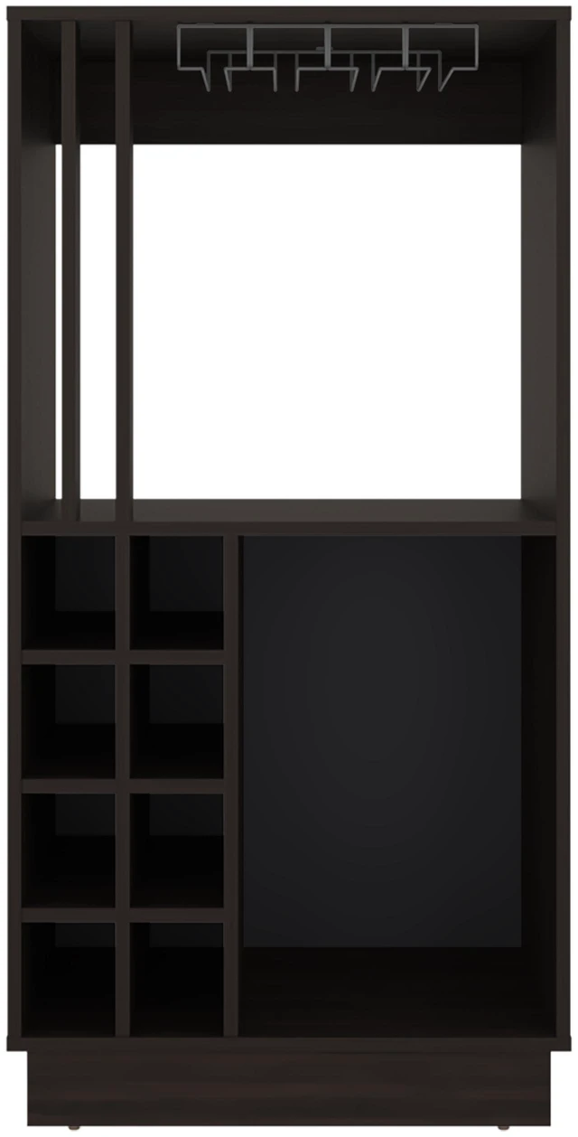 Alt view image 7 of 7 - Bar Cabinet with Wine Bottle Storage, Glass Holder Shelves and Cabinet Doors, Dark Oak, Particle Board, Wine Racks