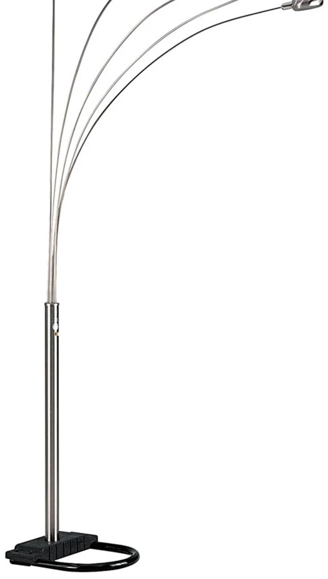 Alt view image 2 of 5 - 84 Inch Tall Metal Floor Lamp with Satin Nickel Finish and Adjustable Arch Arms, Brushed Nickel, Lighting Lamps