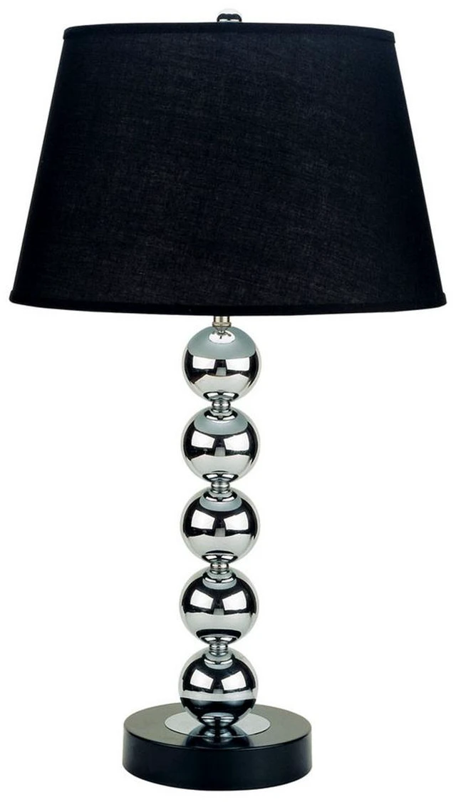 Main image of 30 Inch Tall Metal Table Lamp with Chrome Finish, Black Fabric Shade, Multicolor, Lighting Lamps