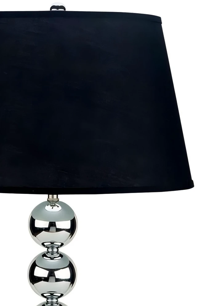 Alt view image 2 of 5 - 30 Inch Tall Metal Table Lamp with Chrome Finish, Black Fabric Shade, Multicolor, Lighting Lamps