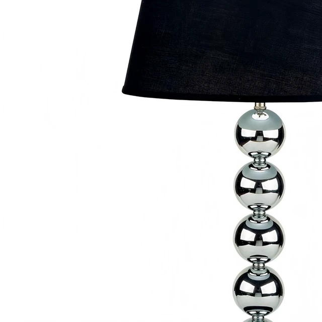 Alt view image 4 of 5 - 30 Inch Tall Metal Table Lamp with Chrome Finish, Black Fabric Shade, Multicolor, Lighting Lamps
