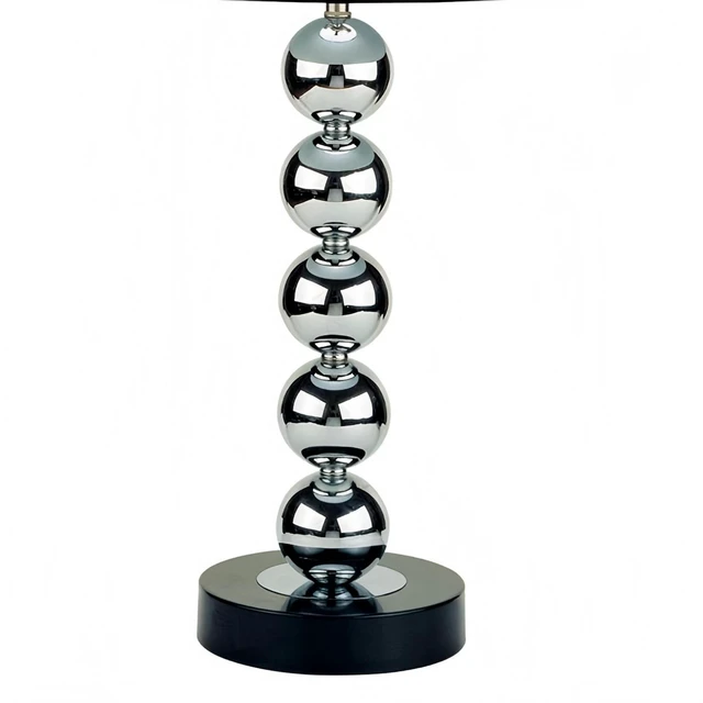 Alt view image 3 of 5 - 30 Inch Tall Metal Table Lamp with Chrome Finish, Black Fabric Shade, Multicolor, Lighting Lamps