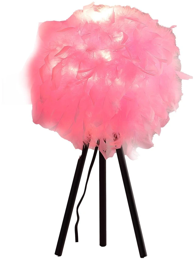 Alt view image 2 of 5 - 20.5 Inch in Feather Shade Tripod Metal Table Lamp, Pink, Polyester, Lighting Lamps