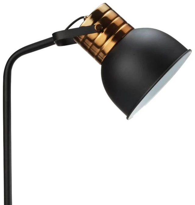 Alt view image 4 of 5 - 1 pc Table Lamp Black Metal Shade Circular Metal Base Lamp, Antique Gold Black, Lighting