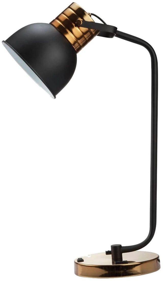 Alt view image 3 of 5 - 1 pc Table Lamp Black Metal Shade Circular Metal Base Lamp, Antique Gold Black, Lighting