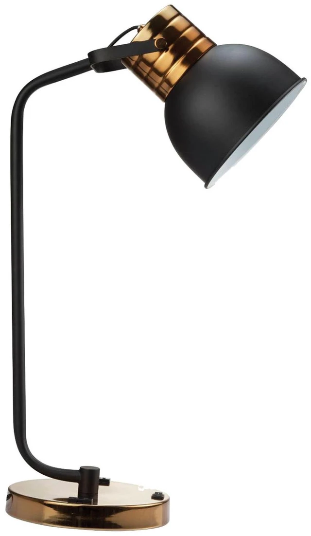 Main image of 1 pc Table Lamp Black Metal Shade Circular Metal Base Lamp, Antique Gold Black, Lighting