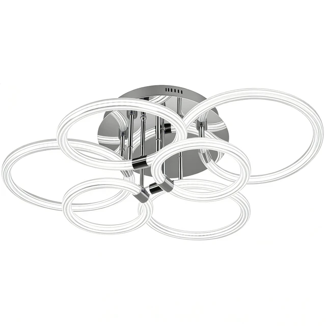 Alt view image 6 of 7 - Heads LED Flush Mount Ceiling, 6 Rings Acrylic Dimmable Remote Control Living Kitchen Lamp, Chrome, Glass, Lighting
