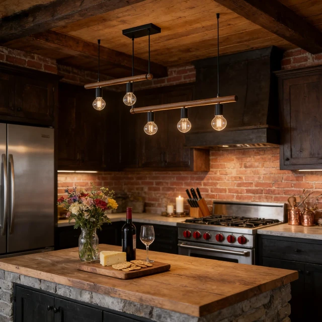 Alt view image 2 of 7 - Macgregor 5 Light Kitchen Island Pendant, Hanging Lamp for Dining Living Bulb, Brown, Glass, Lighting Lamps