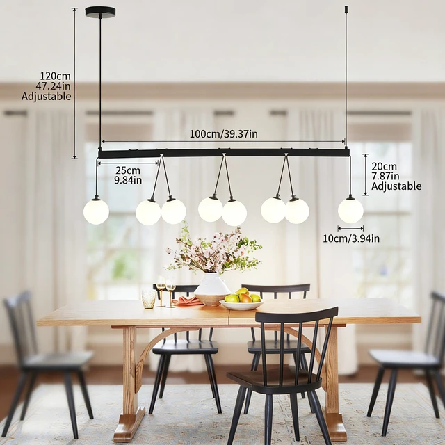 Alt view image 3 of 7 - Broghan 8 Light Sphere Globe Chandelier, Hanging Ceiling for Living Dining Bulb, Black White, Glass, Lighting Lamps