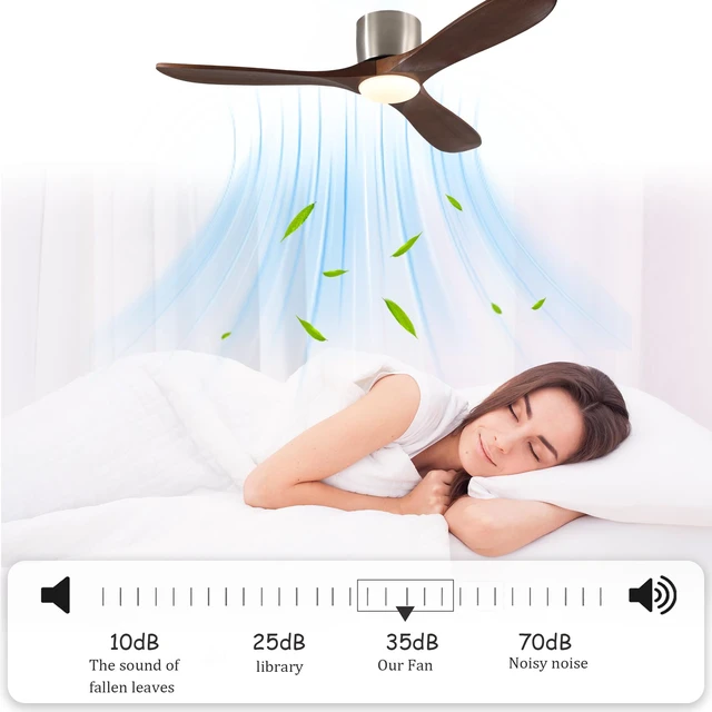 Alt view image 5 of 7 - 52 Inch Ceiling Fan, 3 Light Blades Remote Control Reversible Motor for Living, Nickel Sand Walnut, Wood and Metal