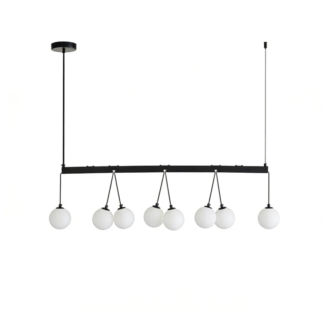 Alt view image 6 of 7 - Broghan 8 Light Sphere Globe Chandelier, Hanging Ceiling for Living Dining Bulb, Black White, Glass, Lighting Lamps