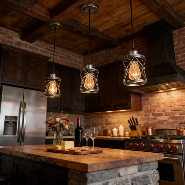 Alt view image 6 of 7 - Mini Cage Pendant, Adjustable Kitchen Island Dining Entryway Lamp, Silver, Glass, Lighting Lamps