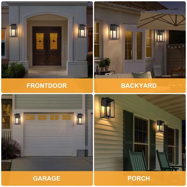 Alt view image 6 of 7 - 2 Light 18 Inch and Base Outdoor Wall with Tempered Glass Not Included Bulbs, Black, Glass and Metal, Outdoor Lighting