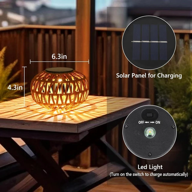 Alt view image 2 of 7 - Pack Solar Lanterns Outdoor Waterproof, Outdoor Table Lamp Decor Rattan Solar Lights Decorative Small Tabletop Lantern