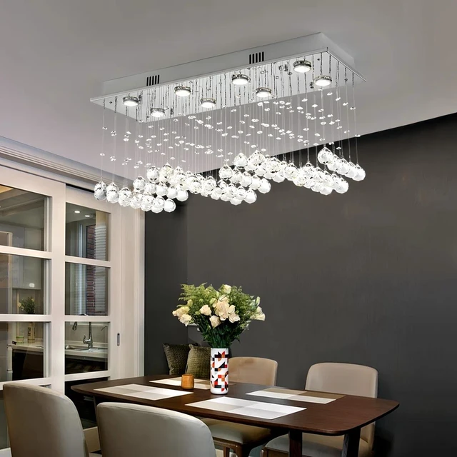 Alt view image 2 of 7 - 8 Light 32 Inch Electroplated and Stainless Steel and Crystal Chandeliers for Living, Bulb Not Included, Chrome