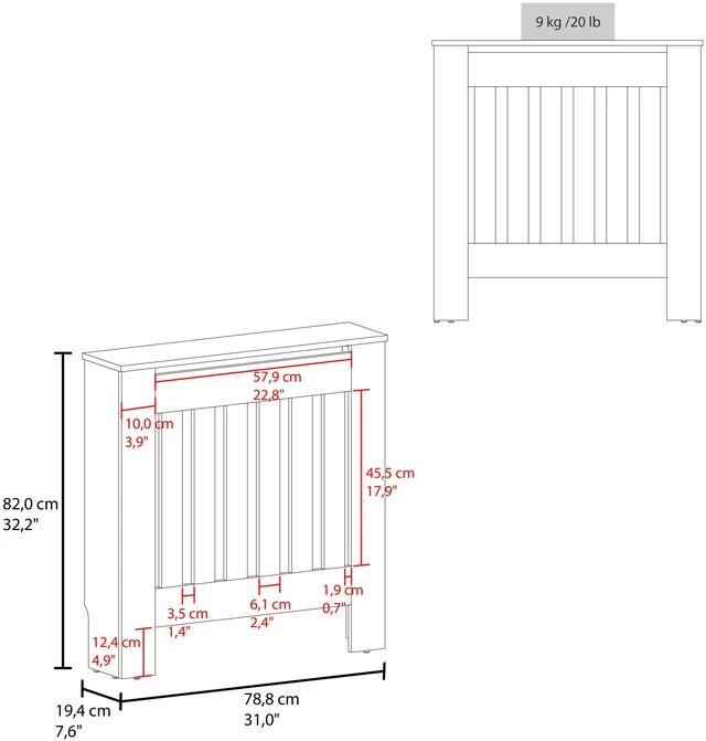 Alt view image 6 of 7 - Radiator Cover with Storage, Oak, Particle Board