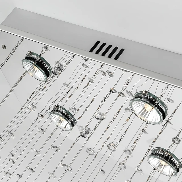 Alt view image 5 of 7 - 8 Light 32 Inch Electroplated and Stainless Steel and Crystal Chandeliers for Living, Bulb Not Included, Chrome
