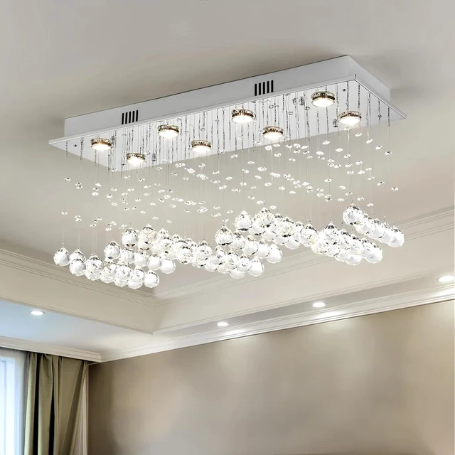 Alt view image 6 of 7 - 8 Light 32 Inch Electroplated and Stainless Steel and Crystal Chandeliers for Living, Bulb Not Included, Chrome