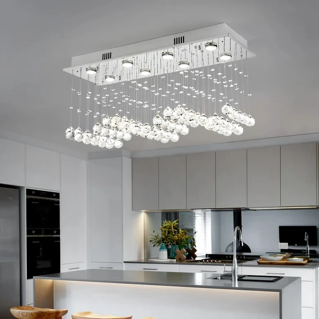 Alt view image 7 of 7 - 8 Light 32 Inch Electroplated and Stainless Steel and Crystal Chandeliers for Living, Bulb Not Included, Chrome
