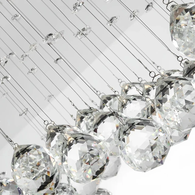 Alt view image 4 of 7 - 8 Light 32 Inch Electroplated and Stainless Steel and Crystal Chandeliers for Living, Bulb Not Included, Chrome