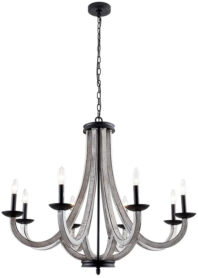 Alt view image 6 of 7 - 35.04 Inch 8 Light and Withered Vine Metal Chandelier, Bulb Not Included, Black, Iron, Lighting Lamps