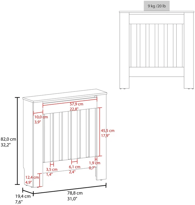 Alt view image 5 of 6 - Radiator Cover with Storage, Walnut, Particle Board