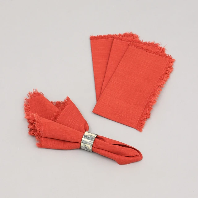 Alt view image 5 of 5 - Cotton Napkins Set 4 20 Inch, Hemstitch Dinner Napkins, Rust