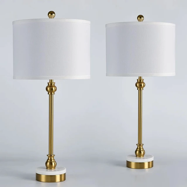 Alt view image 4 of 7 - 28.5 Inch Marble Table Lamp with USB and Type Ports Tall Dining Lamp for Living Set Not Included Bulbs, Polished