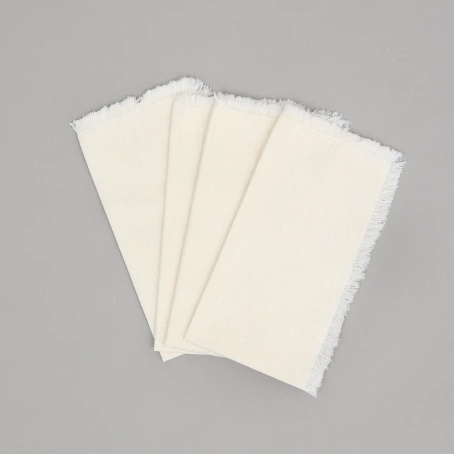 Alt view image 2 of 5 - Cotton Napkins Set 4 20 Inch, Hemstitch Dinner Napkins, Ivory
