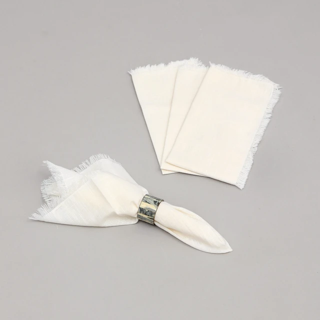 Alt view image 5 of 5 - Cotton Napkins Set 4 20 Inch, Hemstitch Dinner Napkins, Ivory