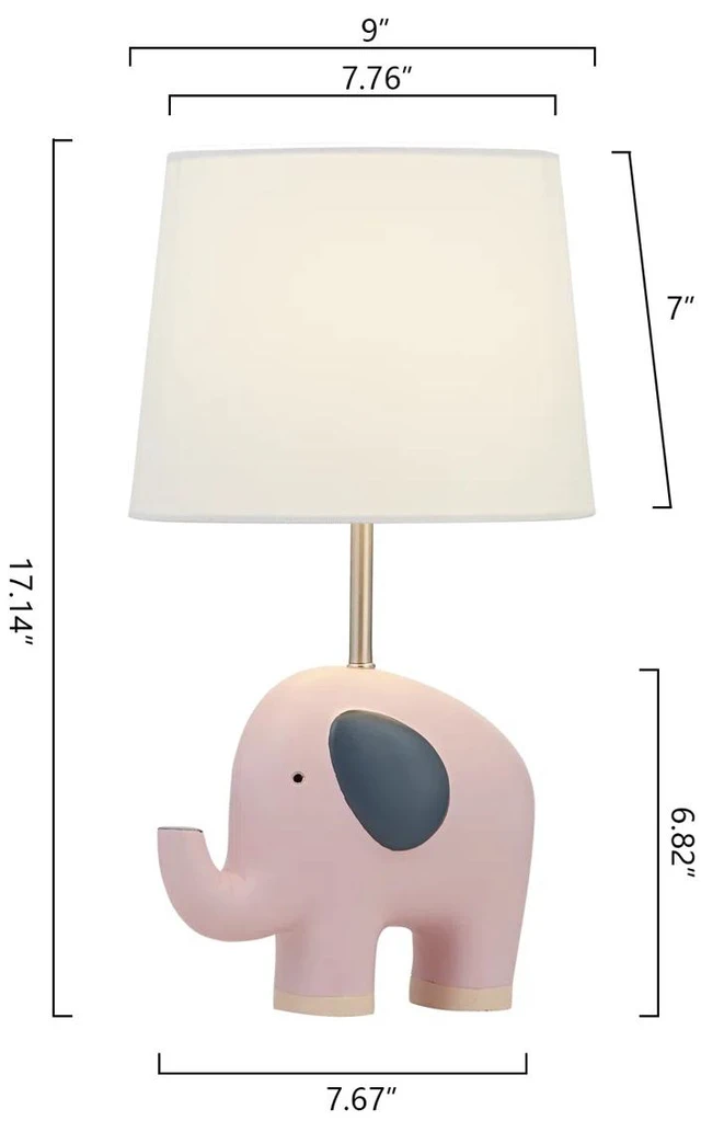 Alt view image 4 of 6 - 16.5 in Animal Polyresin for Kids Child Living Bedside Desk Nightstand Single Small Table Lamp with Linen Empire Shade