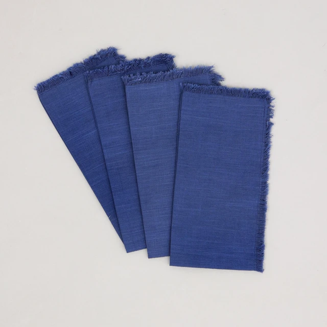 Alt view image 2 of 7 - Cotton Napkins Set 4 20 Inch, Hemstitch Dinner Napkins, Blue