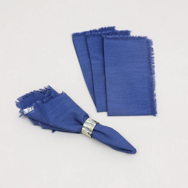 Alt view image 5 of 7 - Cotton Napkins Set 4 20 Inch, Hemstitch Dinner Napkins, Blue