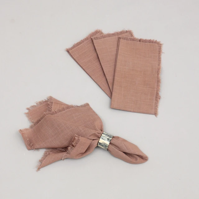 Alt view image 5 of 5 - Cotton Napkins Set 4 20 Inch, Hemstitch Dinner Napkins, Brown